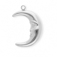 Anhänger aus rostfreiem Edelstahl, Mond Silver