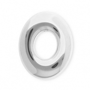 Schmuckzubehör Anhänger / Zwischenstück aus rostfreiem Edelstahl, Oval Silver
