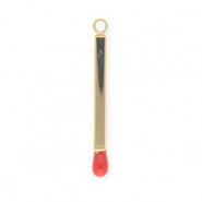 Anhänger aus rostfreiem Edelstahl, Streichholz Gold-red