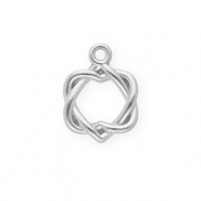 Anhänger aus rostfreiem Edelstahl mit verschlungenen Herzen Silver