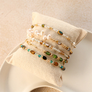 Schmucksets Inspirierende Ideen zu ovalen Glasperlen mit goldfarbenem Rand