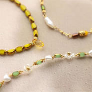 Neu Neue ovale Glasperlen mit goldfarbenem Rand