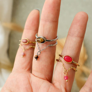 Neu Stilvolle Edelstahlringe mit Naturstein