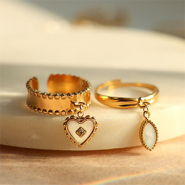 Schmucksets Schicke Ketten und Ringe mit Perlmuttanhängern aus Edelstahl