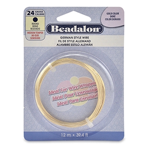 Beadalon German Style Wire 24Gauge round Gold