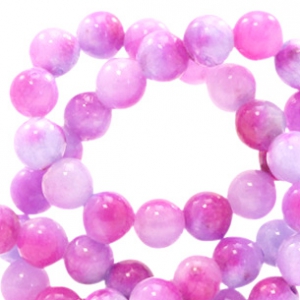 6 mm Naturstein Perlen mit Watercolour look Mixed colours lavender-pink