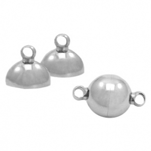 Stainless Steel - Rostfrei Stahl Schmuckzubeh&ouml;r Magnetverschluss Ball 8mm Antik silber