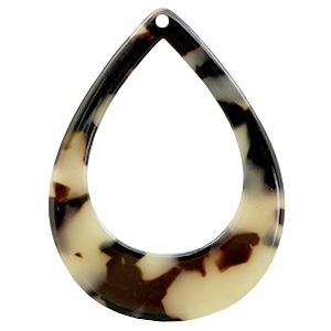 Resin Anh&auml;nger Tropfen 45x34mm Creme-black