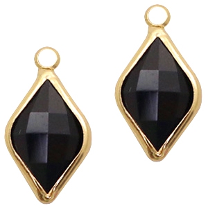 Anh&auml;nger Kristallglas Rhombus 10x14mm Jet black-gold
