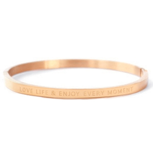 Armb&auml;nder aus Stainless Steel - Rostfreiem Stahl "LOVE LIFE AND ENJOY EVERY MOMENT" Rosegold