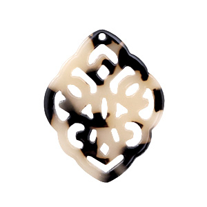 Resin Anh&auml;nger Rhombus Barock Cream black