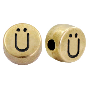 Metall Perlen Buchstabe DQ &Uuml; Antik bronze (Nickelfrei)