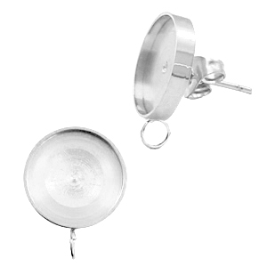 Polaris Steel Ohrringe (mit &Ouml;se vertikal) Fassung f&uuml;r 7mm Cabochon/Swarovski SS34 Silber