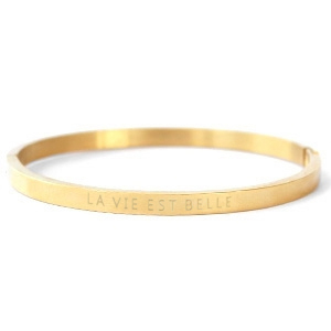Armb&auml;nder aus Stainless Steel - Rostfreiem Stahl "LA VIE EST BELLE" Gold
