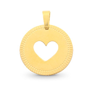 Stainless Steel - Rostfrei Stahl Anh&auml;nger 12mm Heart Mix&Match Gold