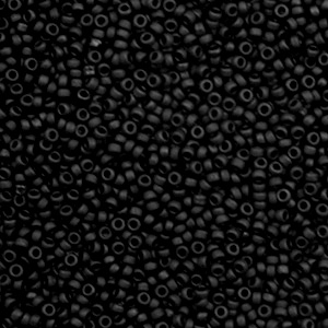 Miyuki Rocailles 15/0 Opaque matte black 15-401f