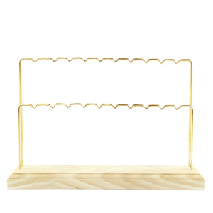 Schmuckdisplay f&uuml;r Ohrringe 2 Reihen Natural wood-gold