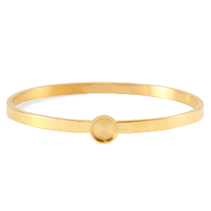 Polaris Steel Bangle Armband aus Stainless Steel mit Fassung f&uuml;r 7mm Cabochon/Swarovski SS34 Gold