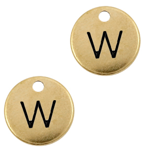 Metall Anh&auml;nger DQ Initiale W Antik bronze (Nickelfrei)