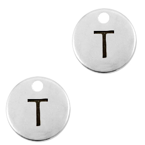 Metall Anh&auml;nger DQ Initiale T Antik silber (Nickelfrei)