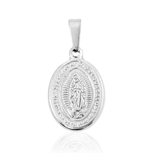 Rostfreiem Stahl Anh&auml;nger Oval "Mother of Guadeloupe" Silber