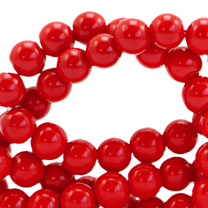 8 mm Glasperlen opaque Fiery red