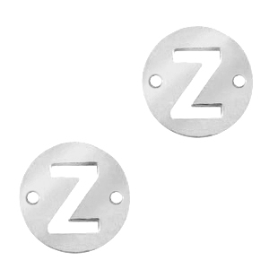 Stainless Steel - Rostfreiem Stahl Anh&auml;nger Zwischenst&uuml;ck rund 10mm Initial coin Z Silber
