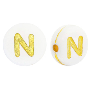 Buchstaben Perlen aus Acryl N White-gold