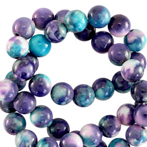 6 mm Naturstein Perlen rund Purple-blue