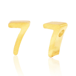 Stainless Steel - Rostfrei Stahl Perlen Zahlen 7 Gold