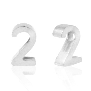 Stainless Steel - Rostfrei Stahl Perlen Zahlen 2 Silber