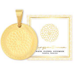Mix & Match Anh&auml;nger aus Stainless Steel - Rostfreiem Stahl 15mm Birth flower November-Chrysant Gold