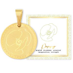 Mix & Match Anh&auml;nger aus Stainless Steel - Rostfreiem Stahl 15mm Birth flower August-Poppy Gold
