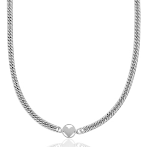 Gliederkette aus Stainless Steel - Rostfreiem Stahl Herz Silber
