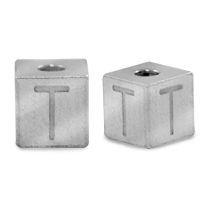Stainless Steel - Rostfrei Stahl Perlen Buchstaben T Silber