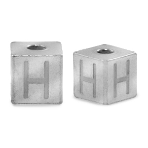 Stainless Steel - Rostfrei Stahl Perlen Buchstaben H Silber