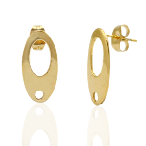 Ohrringe aus Stainless Steel - Rostfreiem Stahl Ohrstecker Oval mit &Ouml;se Gold