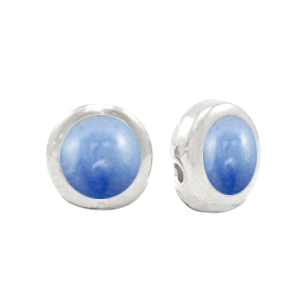 Metall Perlen DQ Pearl blue-antik silber (Nickelfrei)