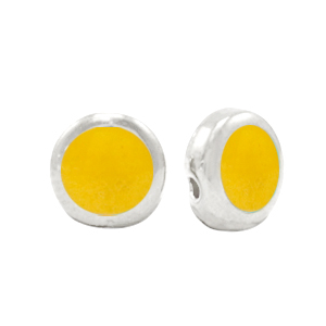 Metall Perlen DQ Pearl tropical yellow-antik silber (Nickelfrei)
