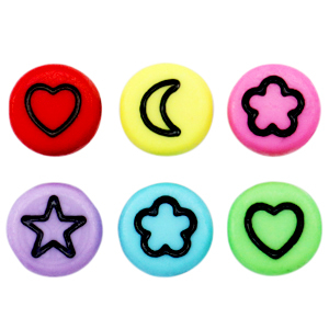 Buchstaben Perlen aus Acryl Ikone Mix Multicolour-black