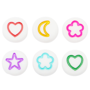 Buchstaben Perlen aus Acryl Ikone Mix White-multicolour