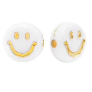Buchstaben Perlen aus Acryl Smiley White-gold