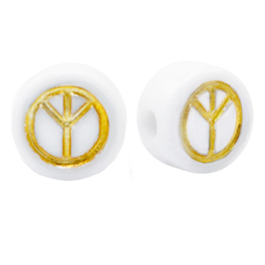 Buchstaben Perlen aus Acryl peace White-gold