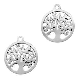 Stainless Steel - Rostfrei Stahl Anh&auml;nger Tree of Life Silber
