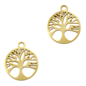 Stainless Steel - Rostfrei Stahl Anh&auml;nger Tree of Life Gold