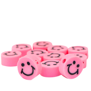 Polymer Perlen Smiley Neon pink