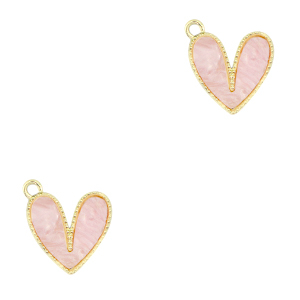 Resin Anh&auml;nger Herz Gold-light pink