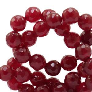8 mm Naturstein Perlen Jade Facett geschliffen Bordeaux red