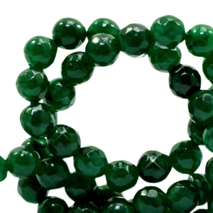 6 mm Naturstein Perlen Jade Facett geschliffen Agata green