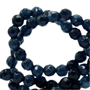 4 mm Naturstein Perlen Jade Facett geschliffen Dark blue